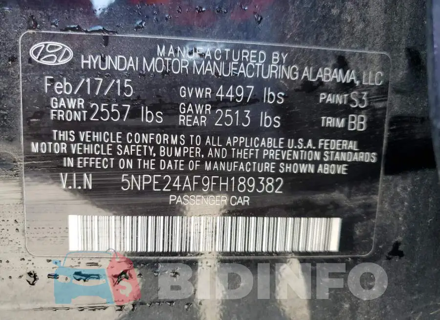 5NPE24AF9FH189382 Photo# 12