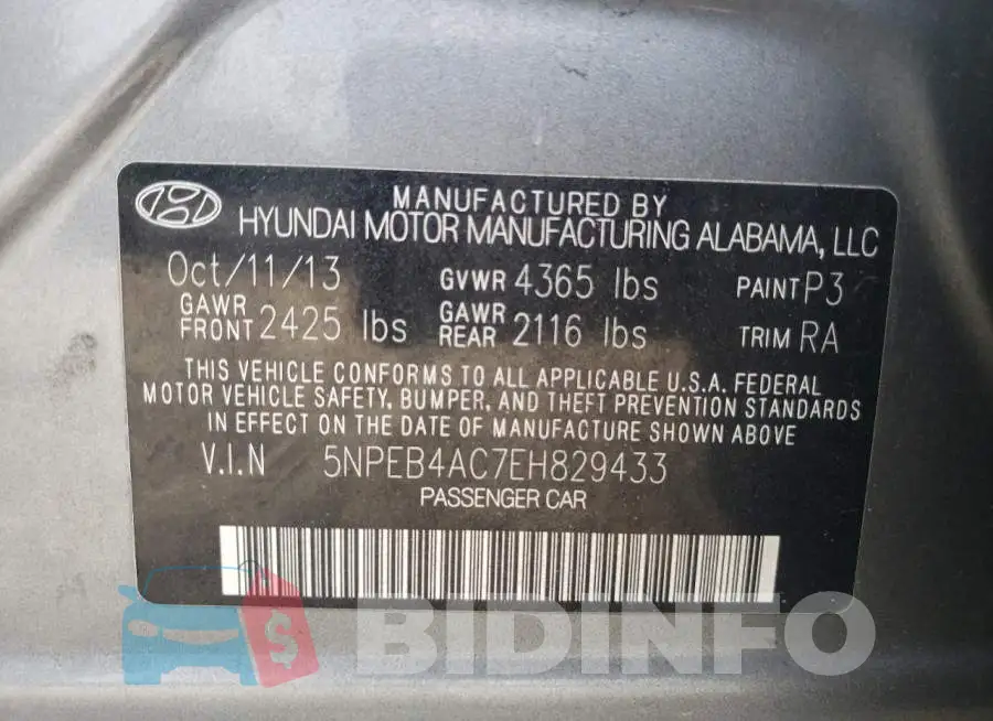 5NPEB4AC7EH829433 Photo# 12