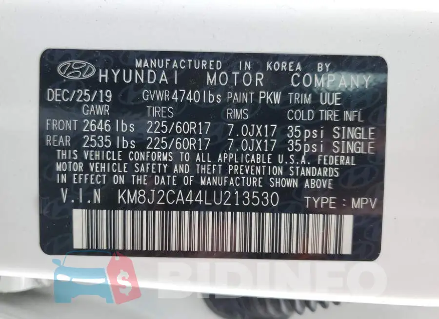 KM8J2CA44LU213530 Photo# 12