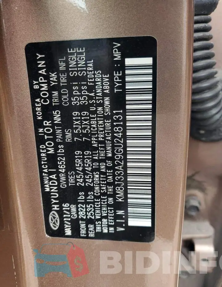 KM8J33A29GU248131 Photo# 13