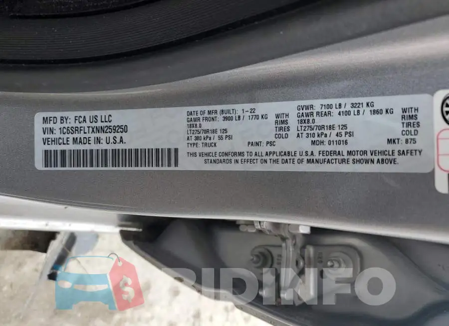 1C6SRFLTXNN259250 Photo# 13
