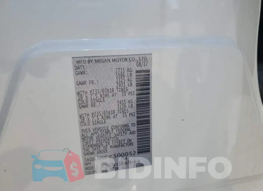 5N1DL0MM6JC500052 Photo# 12