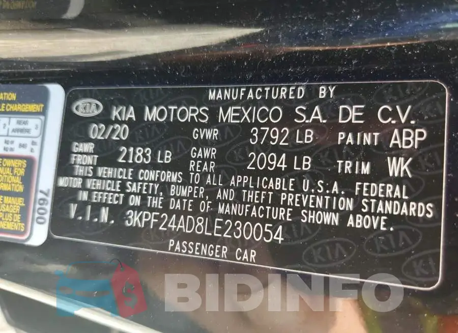 3KPF24AD8LE230054 Photo# 12