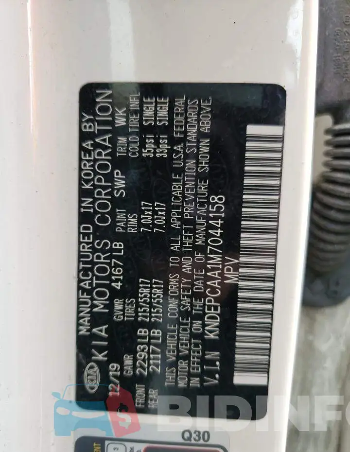 KNDEPCAA1M7044158 Photo# 12
