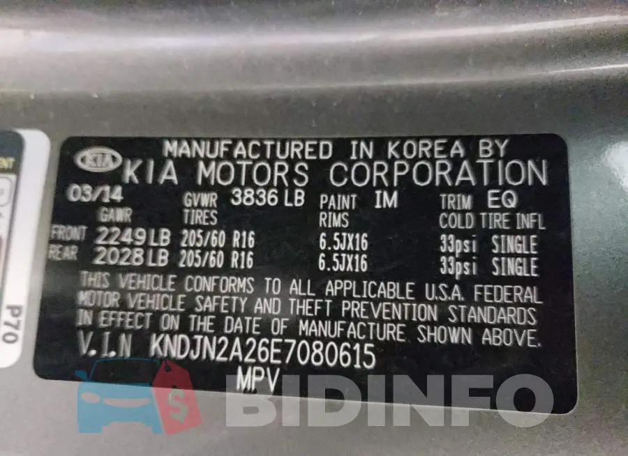 KNDJN2A26E7080615 Photo# 13