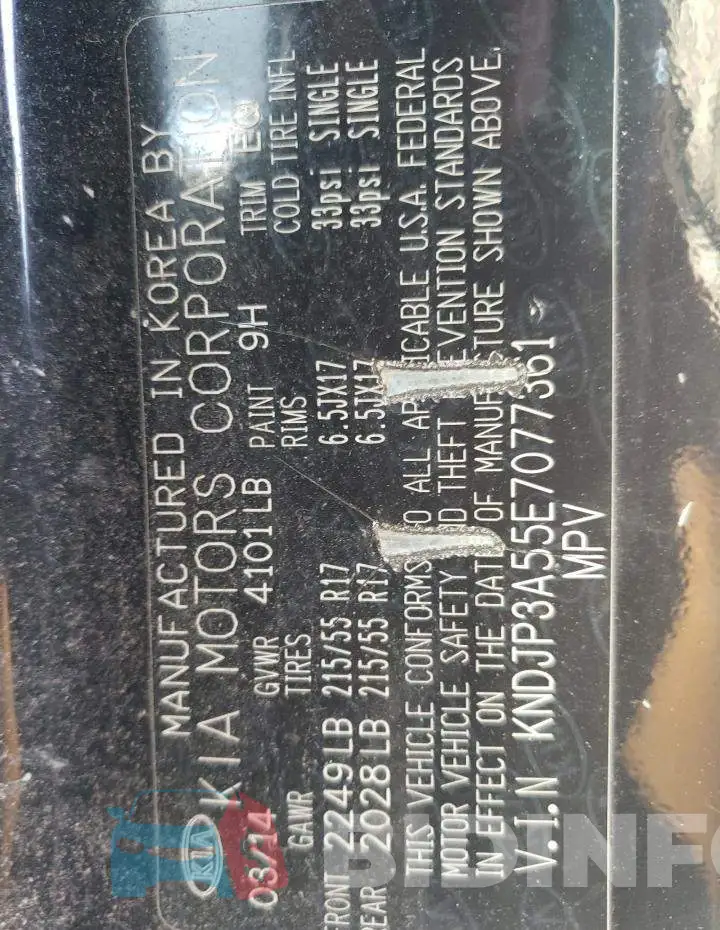 KNDJP3A55E7077361 Photo# 12