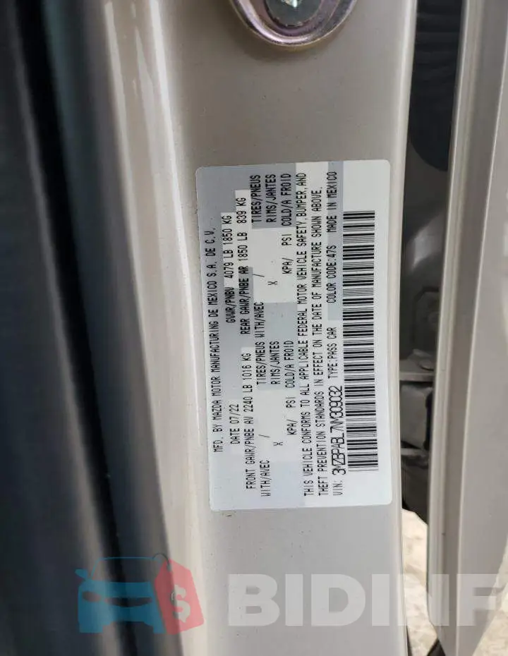 3MZBPABL7NM309032 Photo# 12
