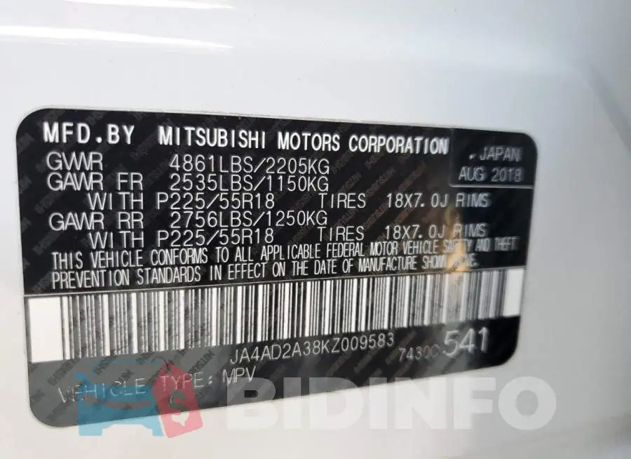 JA4AD2A38KZ009583 Photo# 10