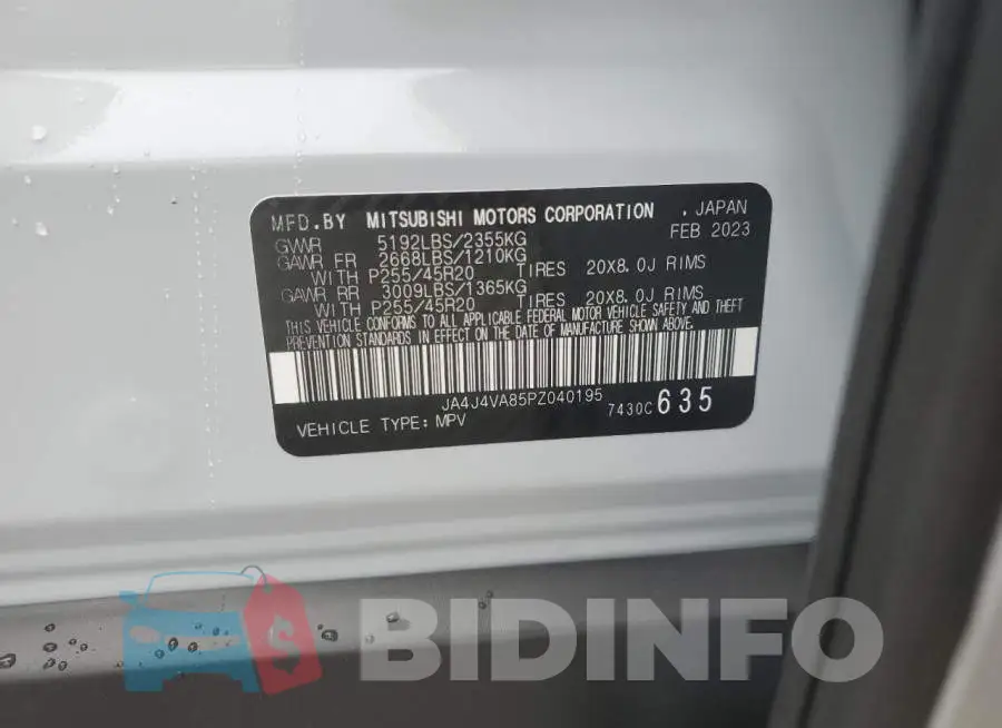 JA4J4VA85PZ040195 Photo# 14