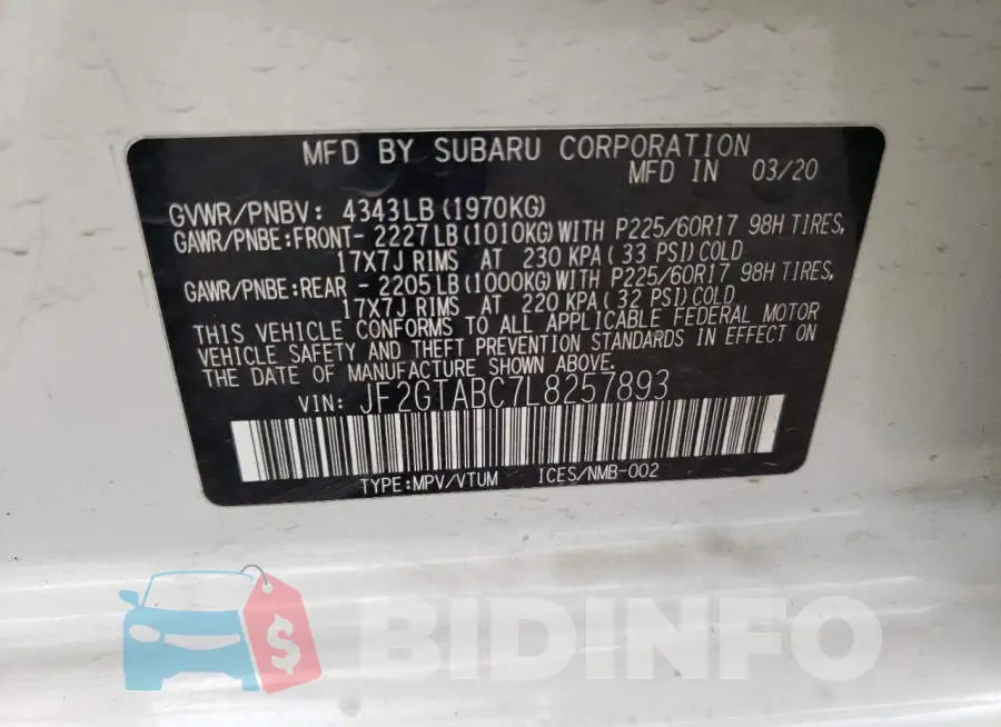 JF2GTABC7L8257893 Photo# 13