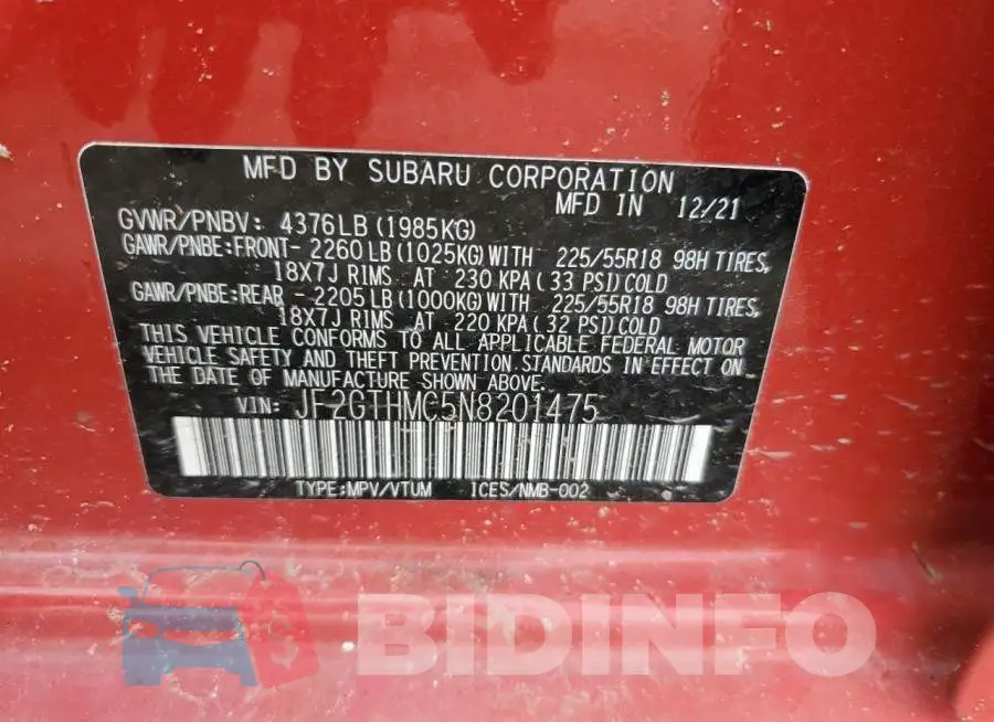 JF2GTHMC5N8201475 Photo# 12