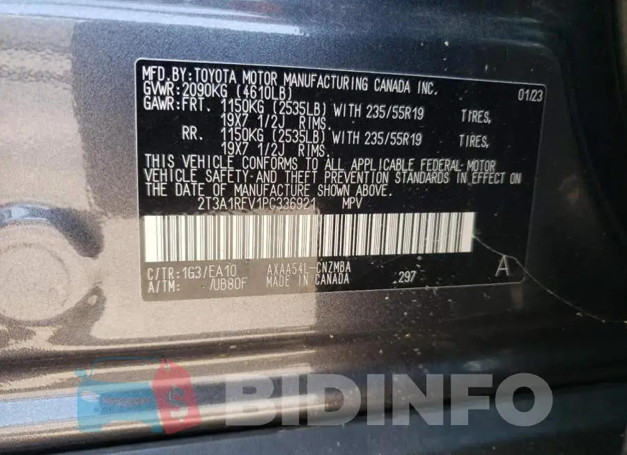 2T3A1RFV1PC336921 Photo# 12