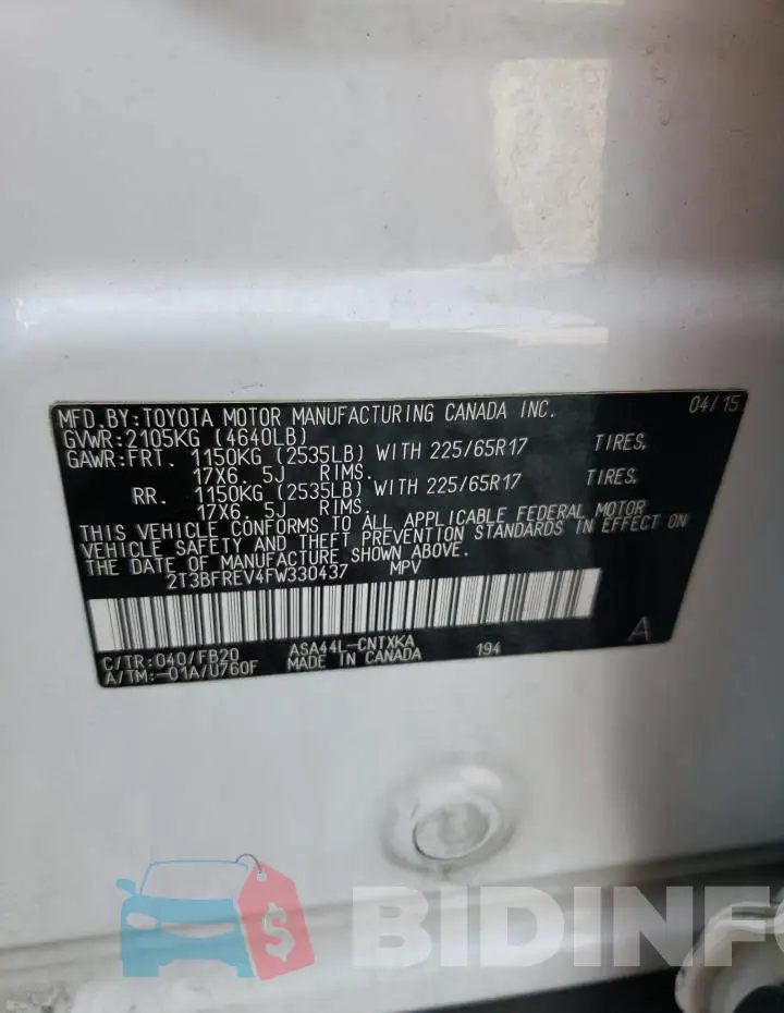 2T3BFREV4FW330437 Photo# 12