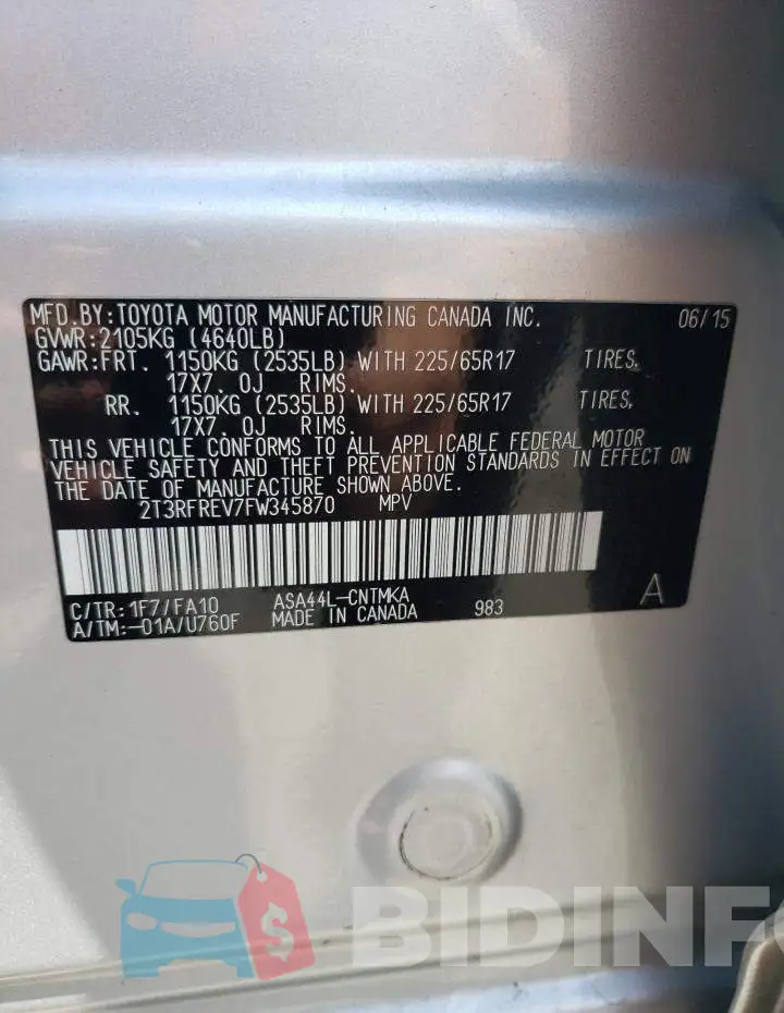 2T3RFREV7FW345870 Photo# 13