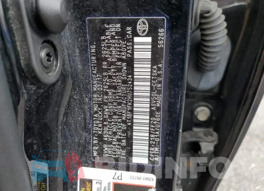 4T1BF1FK2HU752434 Photo# 12