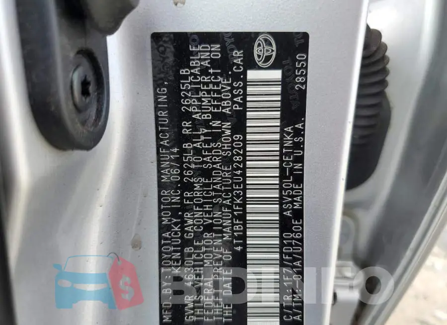 4T1BF1FK3EU428209 Photo# 12