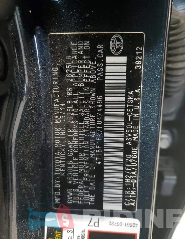 4T1BF1FK7FU474496 Photo# 13