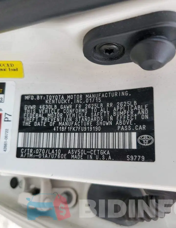 4T1BF1FK7FU919190 Photo# 12
