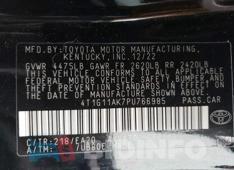 4T1G11AK7PU766985 Photo# 13