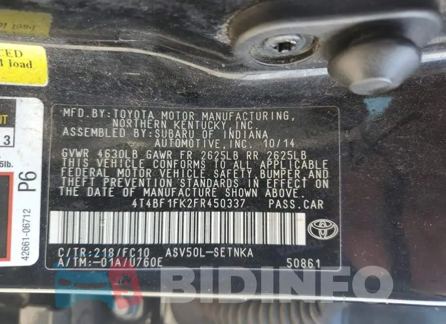 4T4BF1FK2FR450337 Photo# 12