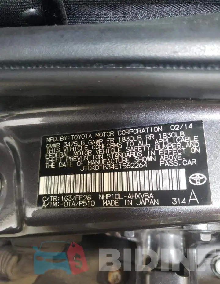JTDKDTB34E1562264 Photo# 12