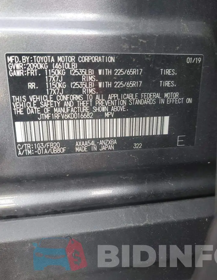 JTMF1RFV6KD016682 Photo# 13