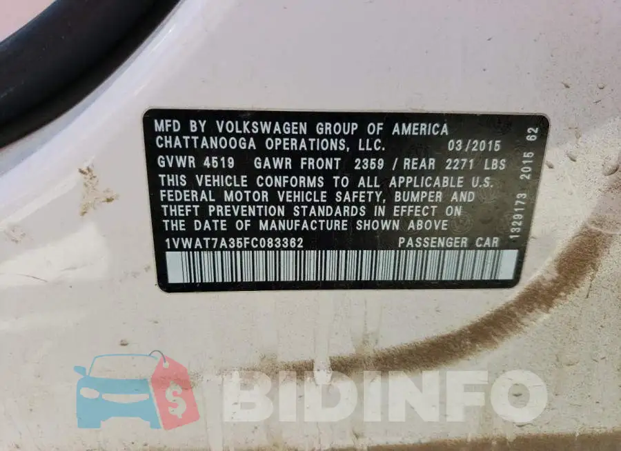 1VWAT7A35FC083362 Photo# 12