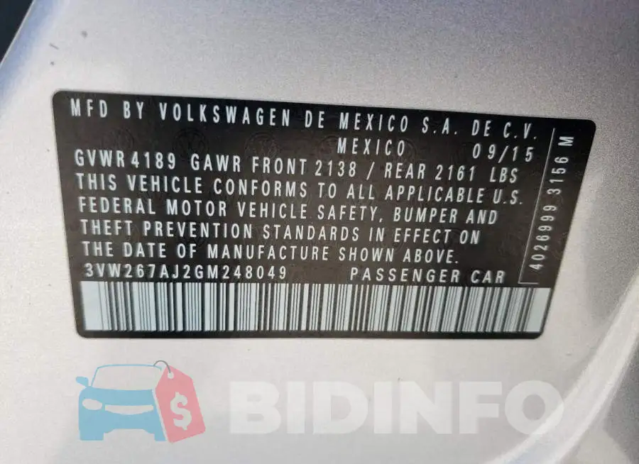 3VW267AJ2GM248049 Photo# 12