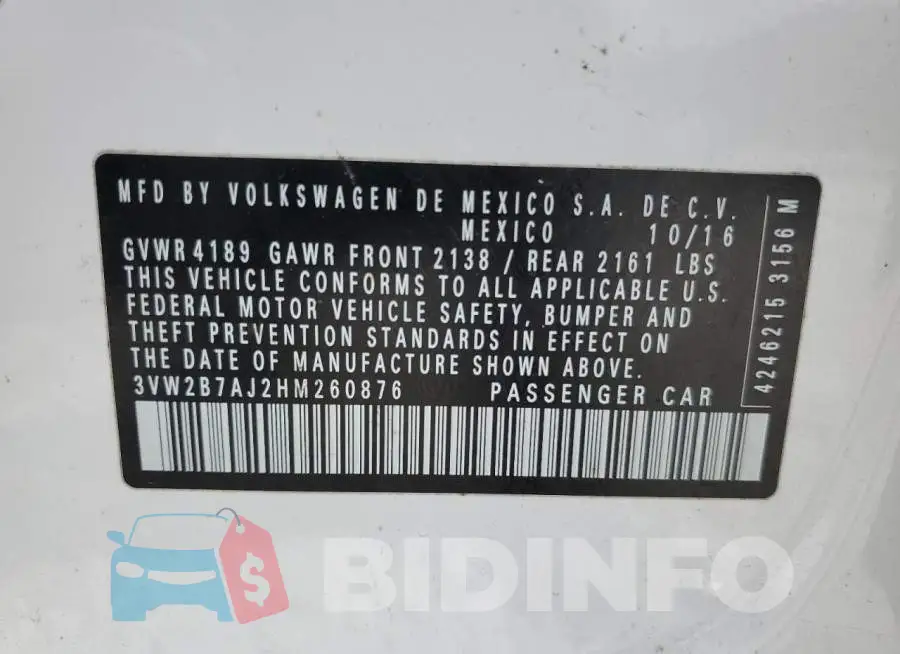 3VW2B7AJ2HM260876 Photo# 12