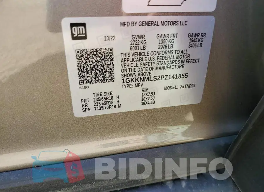 1GKKNMLS2PZ141855 Photo# 14