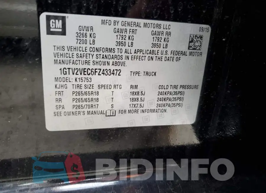 1GTV2VEC6FZ433472 Photo# 12