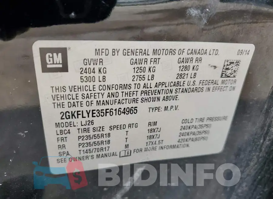 2GKFLYE35F6164965 Photo# 13