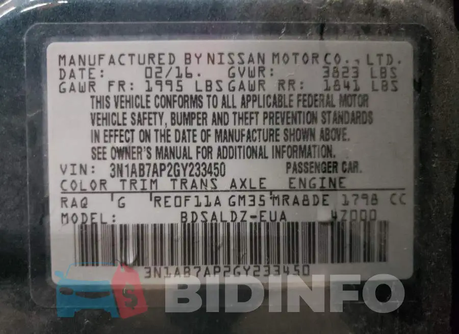 3N1AB7AP2GY233450 Photo# 12