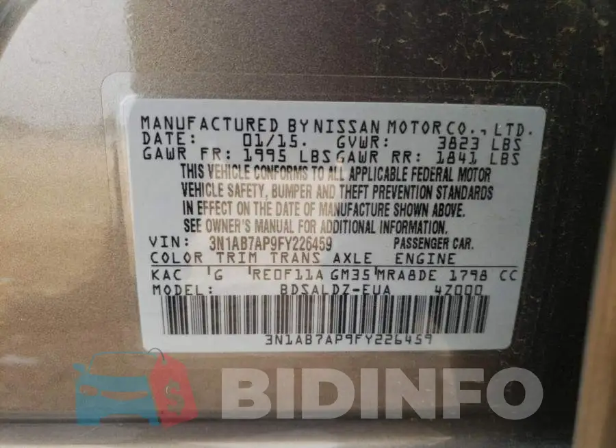 3N1AB7AP9FY226459 Photo# 12