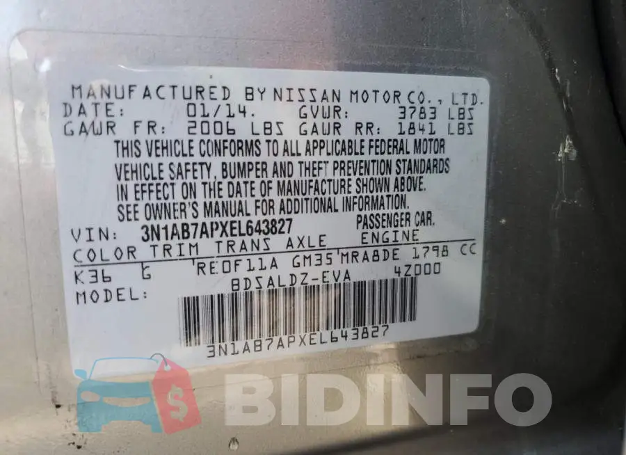 3N1AB7APXEL643827 Photo# 13
