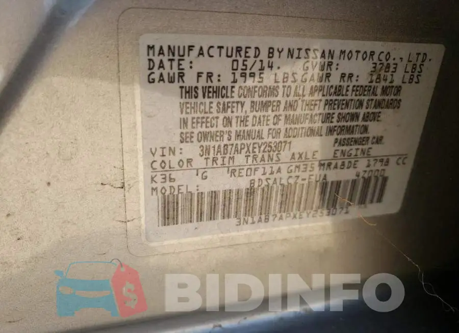 3N1AB7APXEY253071 Photo# 13