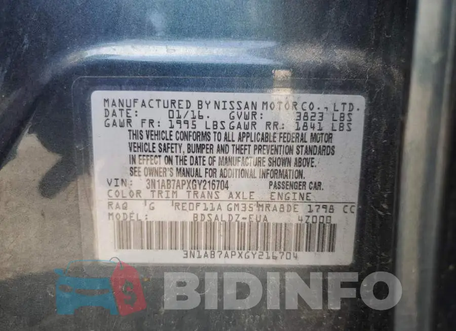 3N1AB7APXGY216704 Photo# 12