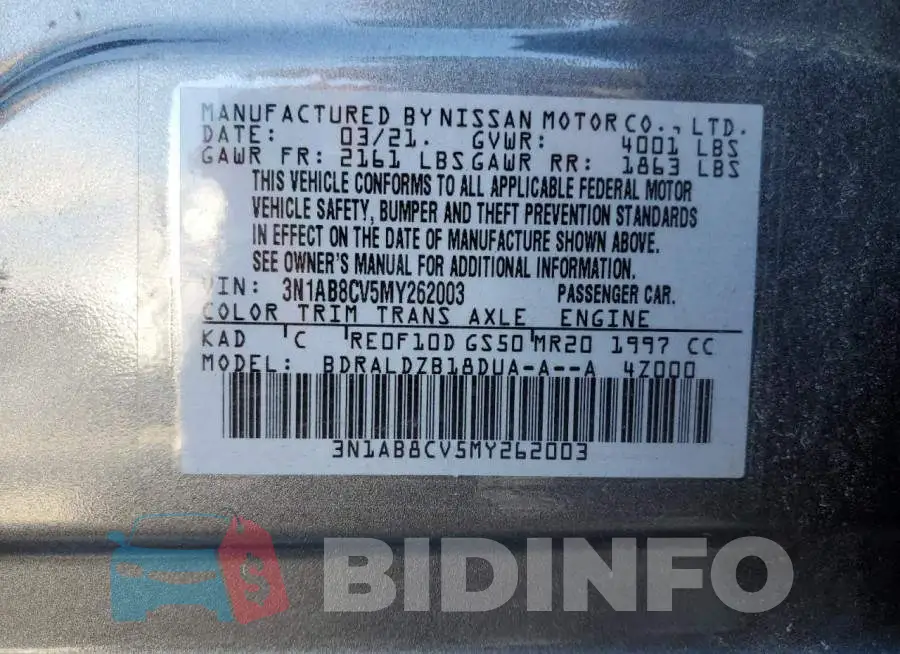 3N1AB8CV5MY262003 Photo# 12