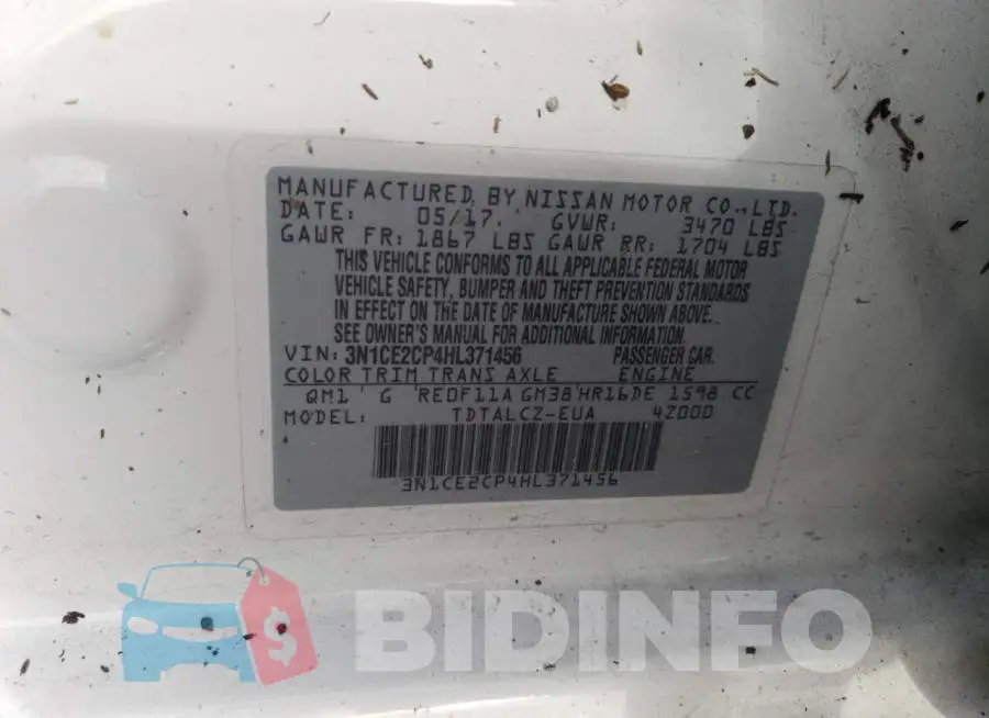 3N1CE2CP4HL371456 Photo# 12