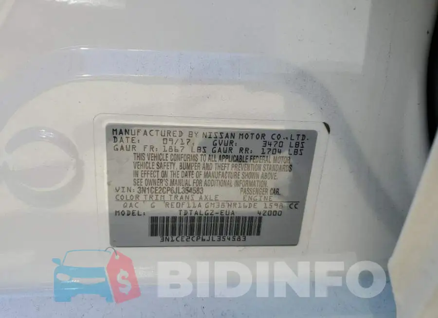 3N1CE2CP6JL354583 Photo# 12