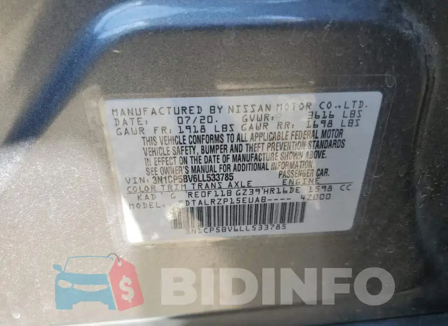3N1CP5BV6LL533785 Photo# 13