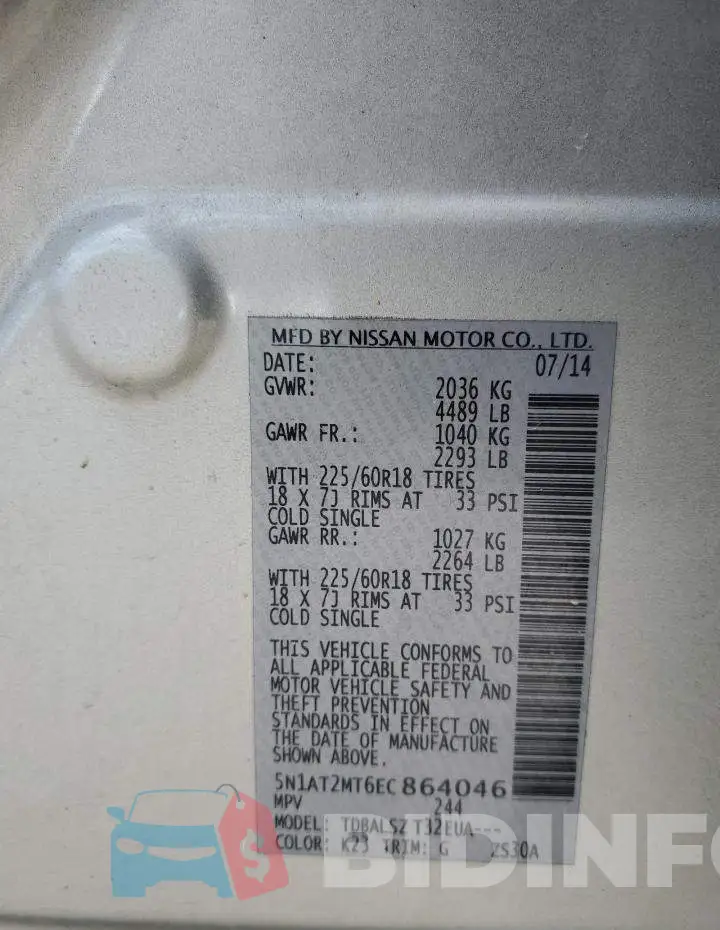 5N1AT2MT6EC864046 Photo# 13