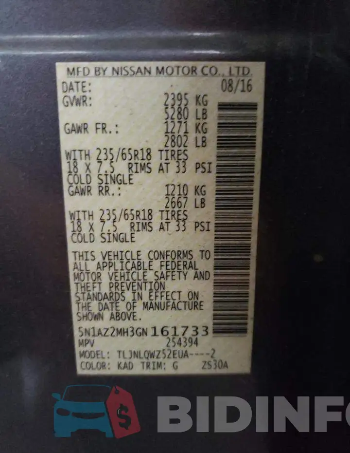 5N1AZ2MH3GN161733 Photo# 13