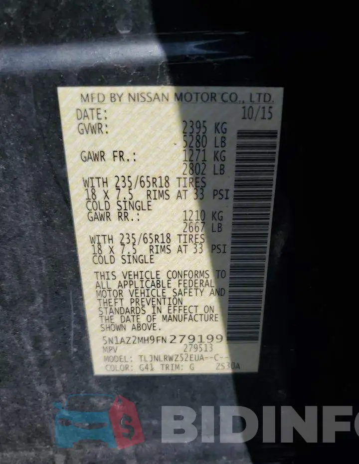 5N1AZ2MH9FN279199 Photo# 12