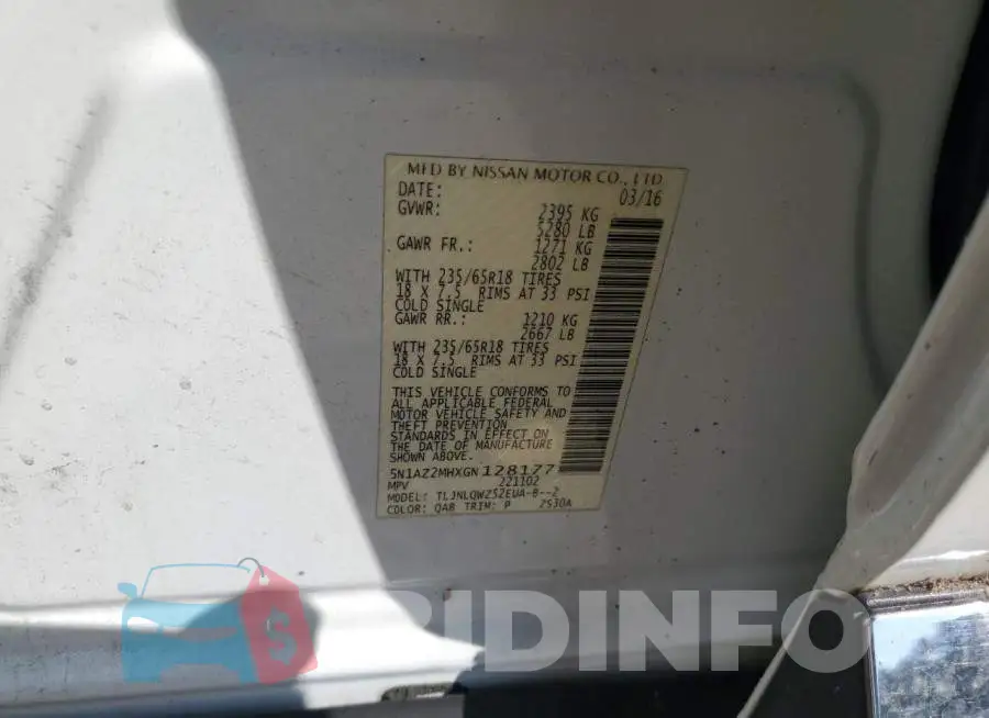 5N1AZ2MHXGN128177 Photo# 13