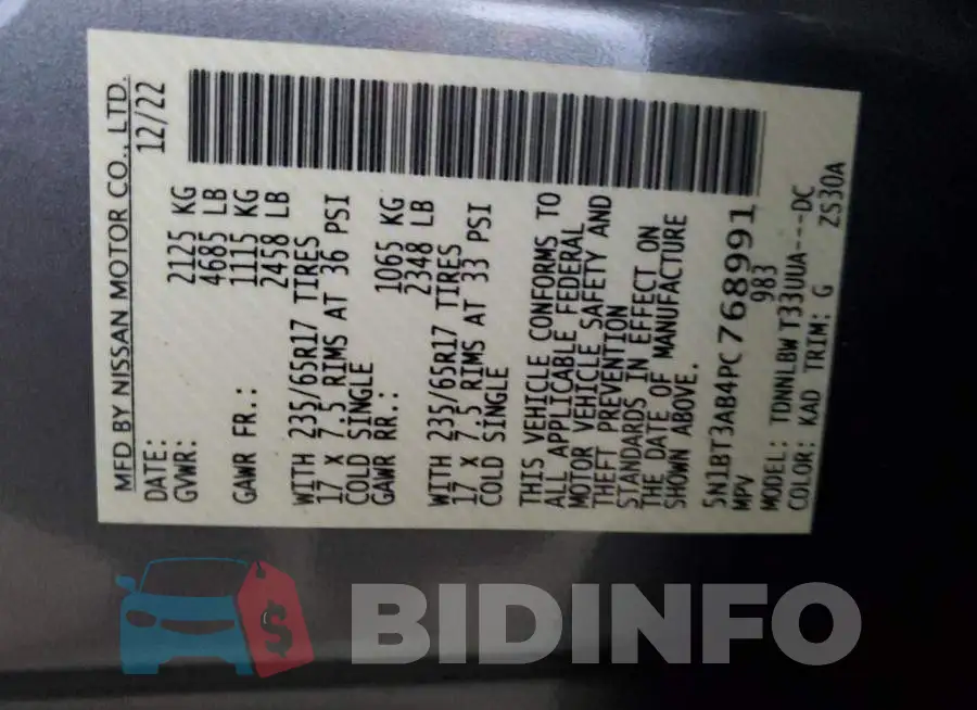 5N1BT3AB4PC768991 Photo# 12