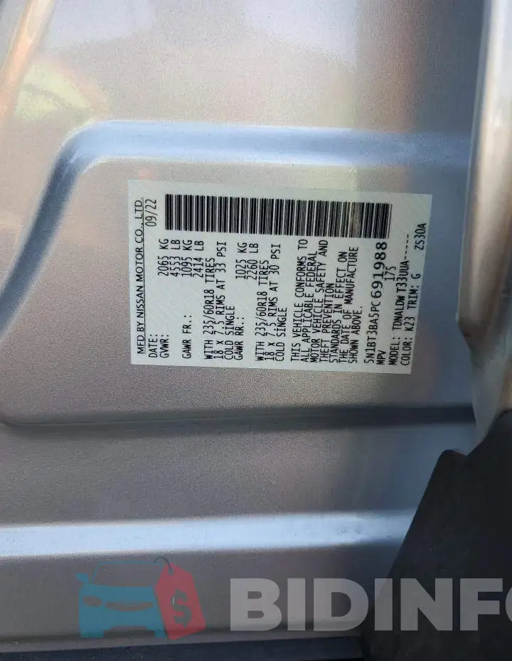 5N1BT3BA5PC691988 Photo# 12