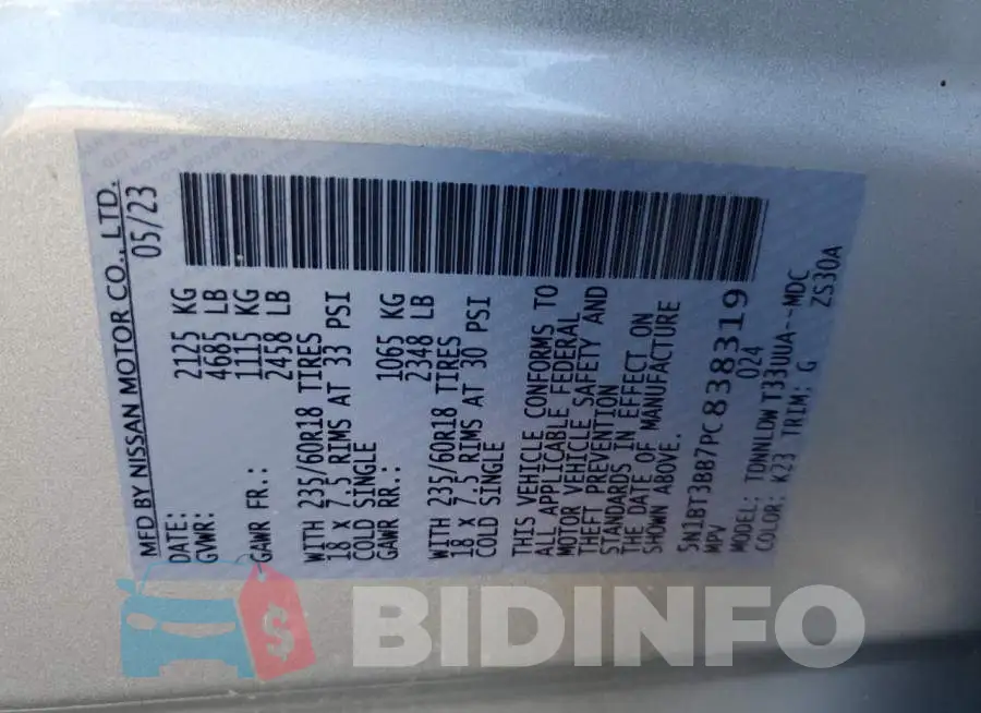 5N1BT3BB7PC838319 Photo# 14