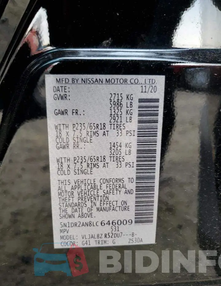 5N1DR2AN8LC646009 Photo# 12