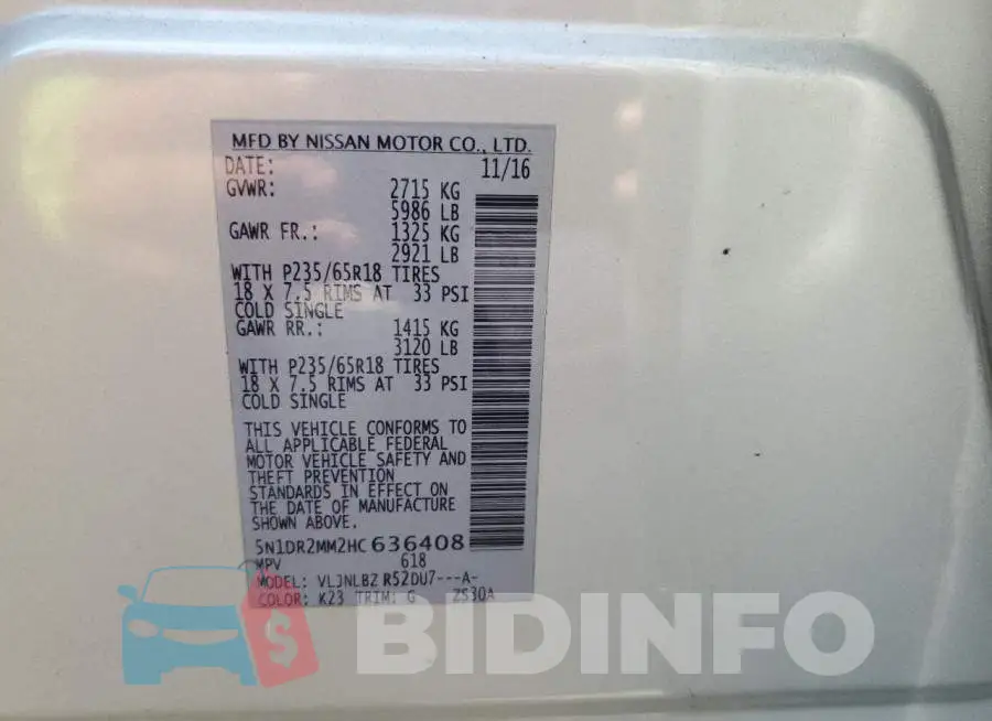 5N1DR2MM2HC636408 Photo# 14